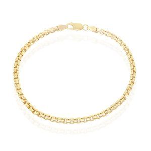 14Kt Gold Plated Silver 3mm Box Chain Bracelet